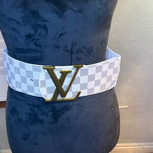 Checkered White and Gold Belt